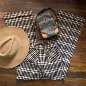 vintage plaid high rise pants